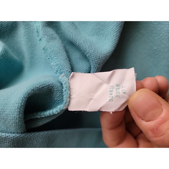 Lands End Mens XL Polo Shirt Red Light Blue Solid Cotton Casual USA VTG 90s - Picture 10 of 13